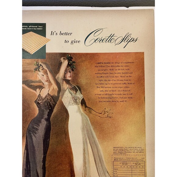 Corette Slips Print Ad Ephemera Wall Art Decor JKR VTG 1948 Pin Up Sexy Lingerie - Picture 4 of 9